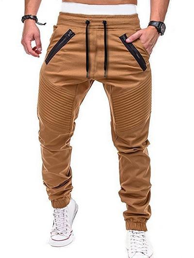 Men's Zippers Embellished Drawstring Fashion Jogger Pants