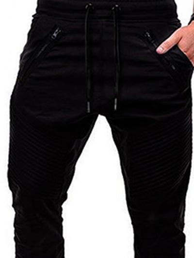 Men's Zippers Embellished Drawstring Fashion Jogger Pants