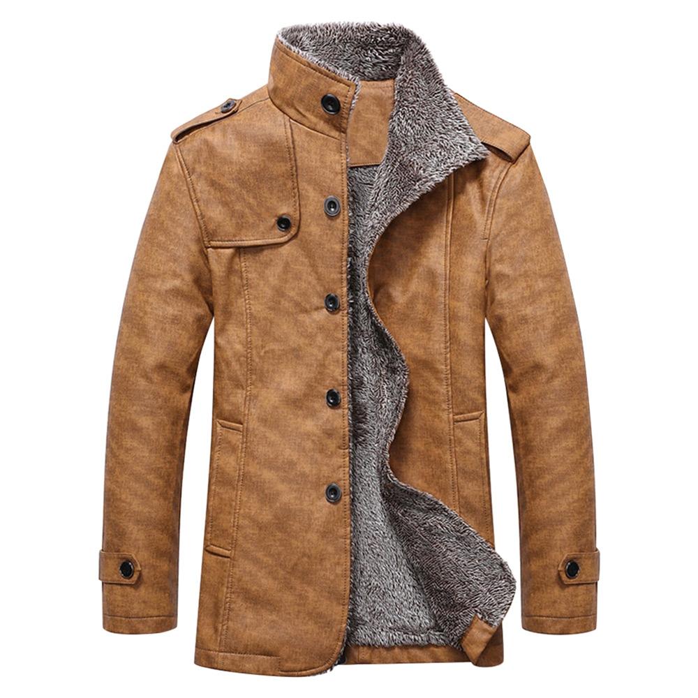 Men's Epaulet Design Stand Collar Single Breasted Coat