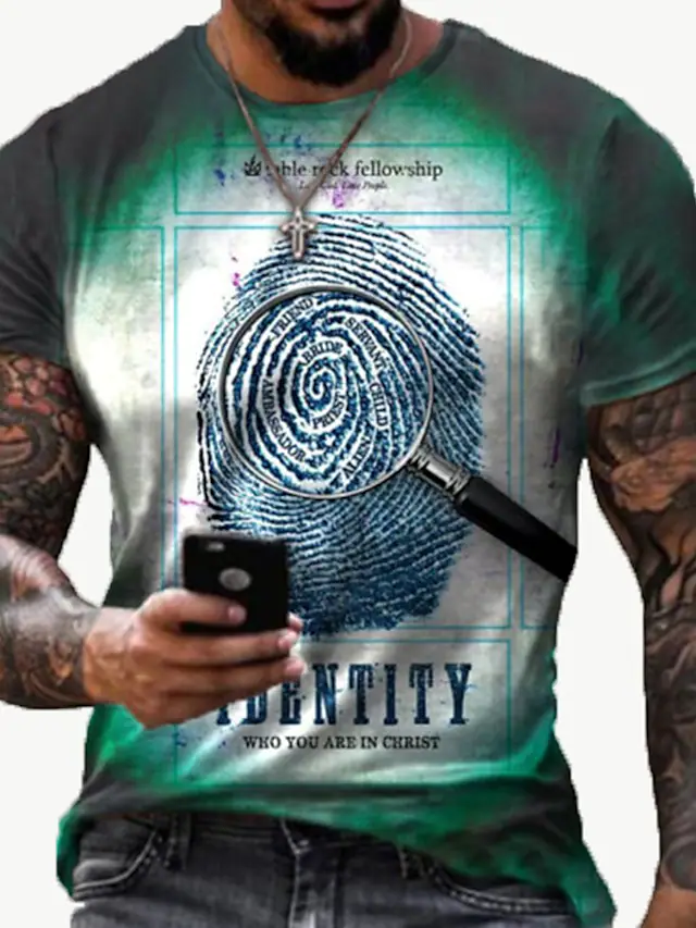 Men's 3D Print Map Graphic Prints Fingerprint Print Short Sleeve Daily T-Shirts