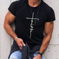 Trendy Short Sleeve Cross Print T-shirt Black T-shirt