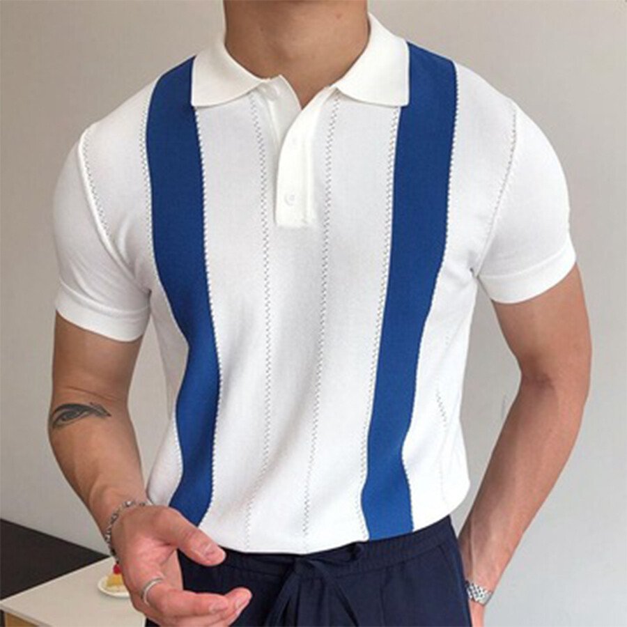 Men&#039;s Striped Short Sleeve Knit T-shirt White S