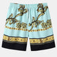 Mens Luxury Baroque Print Short Sleeve Drawstring Two Piece Outfits