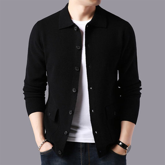 Men&#039;s Casual Knitted Cardigan Top Black M