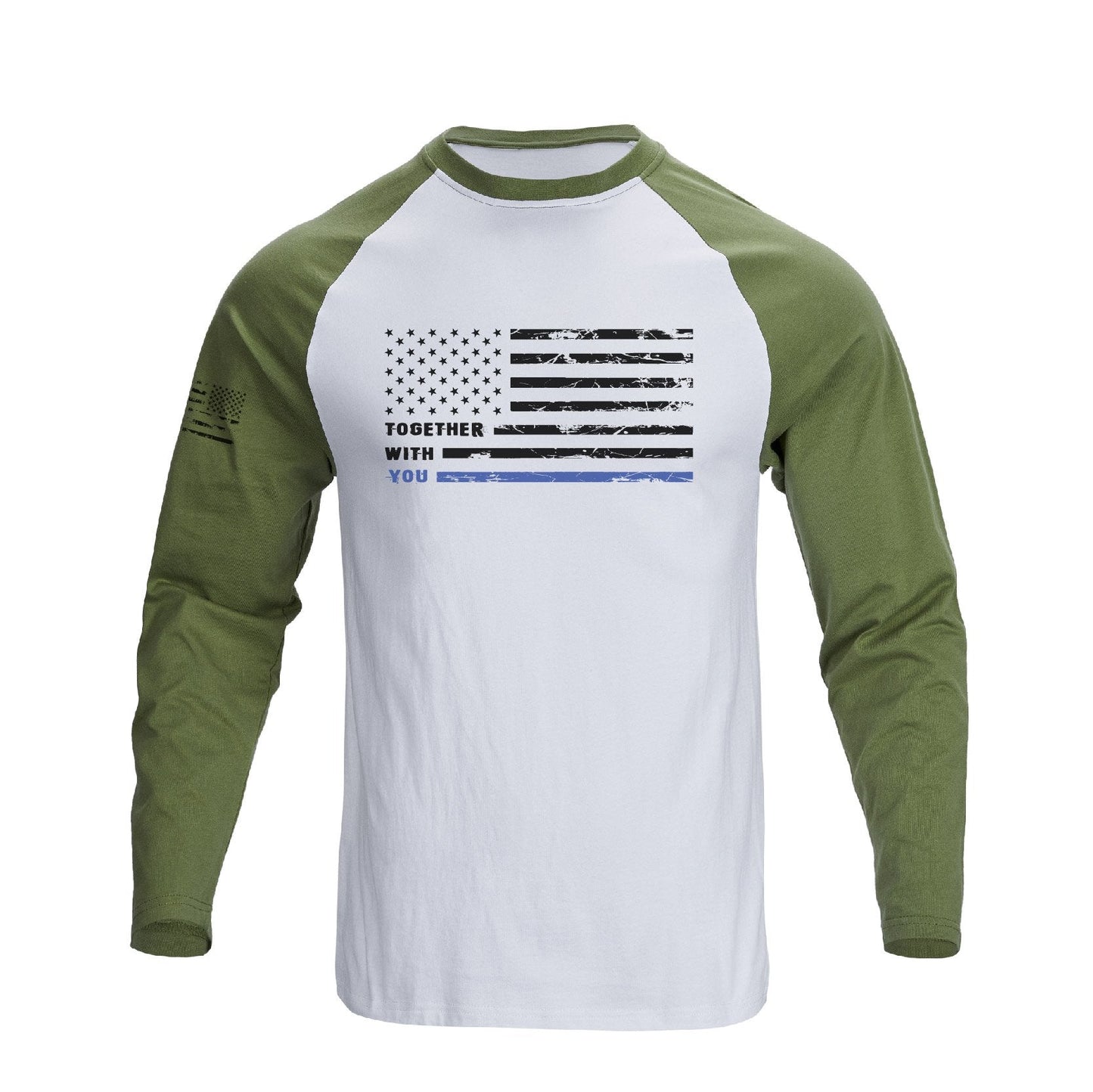 Men's 100% Cotton Patriotic American Flag Raglan Sleeve Long Sleeve Graphic T-shirts