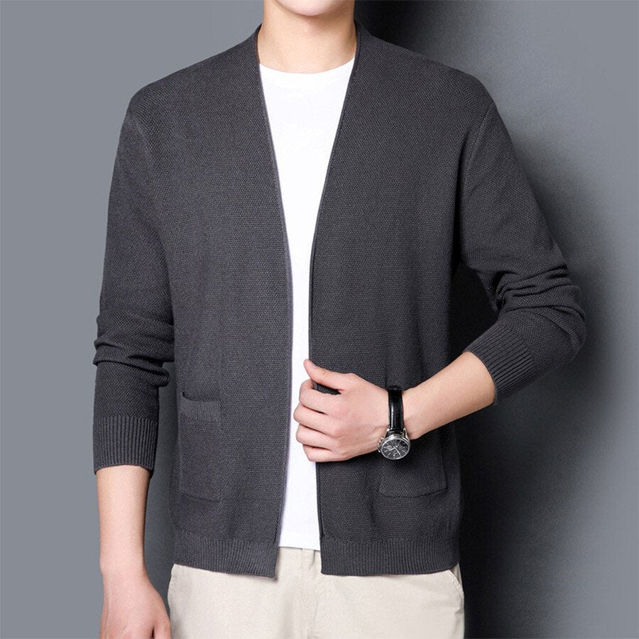 Men&#039;s Casual Knitted Cardigan Top Black XL