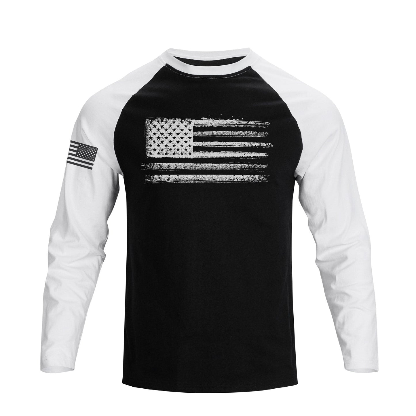 Men's Patriotic American Flag Raglan Sleeve Long Sleeve T-shirts