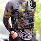 Men's Abstract Vintage Painting Print Long Sleeve T-shirt