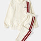 Mens Side Stripe Letter Embroidered Zip Jacket Corduroy Two Pieces Outfits