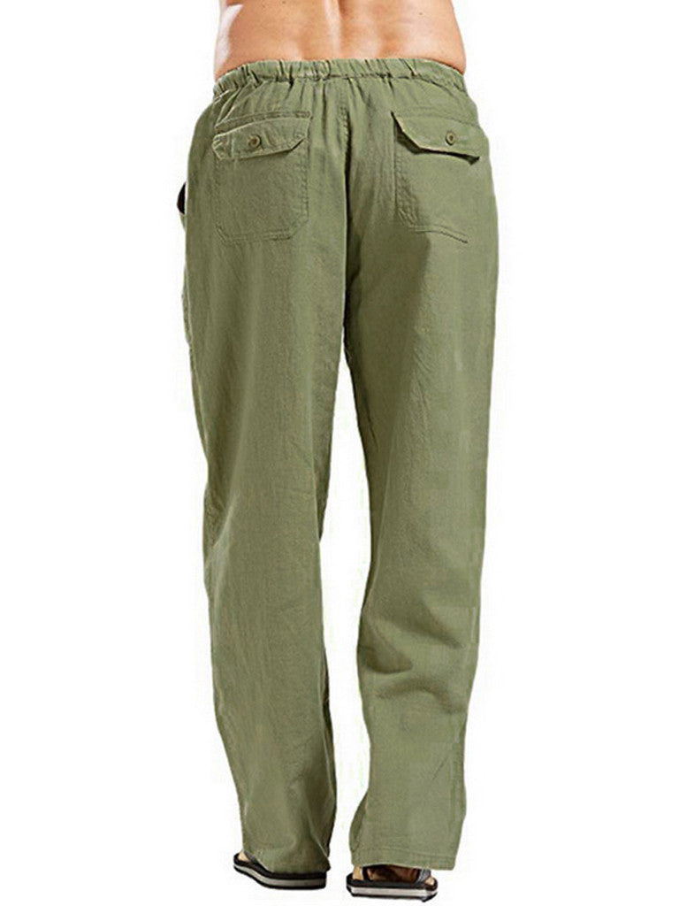 Men's linen pocket casual trousers