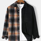 Mens Corduroy Plaid Stitching Button Up Casual Long Sleeve Shirts