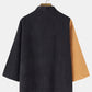 Mens Two Tone Stitching Open Front Corduroy Casual Loose Kimono