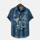 Men's cold drink color matching printed shirt