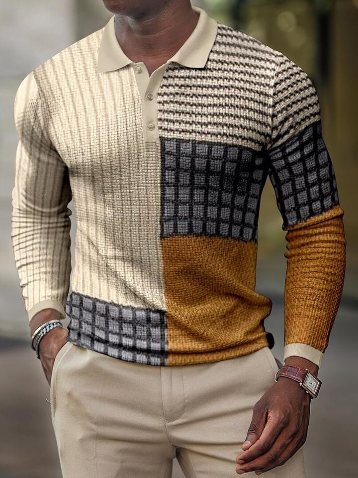 Men's Check Print Long Sleeve T-Shirt