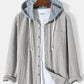 Mens Solid Color Corduroy Long Sleeve Contrast Drawstring Hooded Shirts