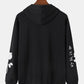 Mens Rose Japanese Character Print Cotton Casual Drawstring Overhead Hoodies