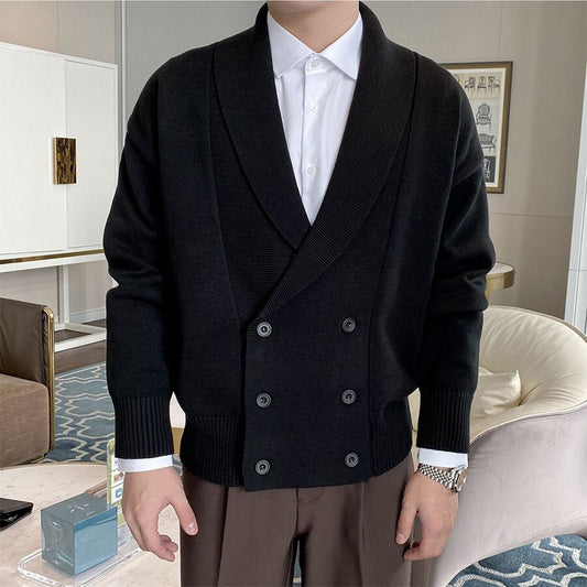 Men&#039;s Casual Knitted Cardigan Top Black M