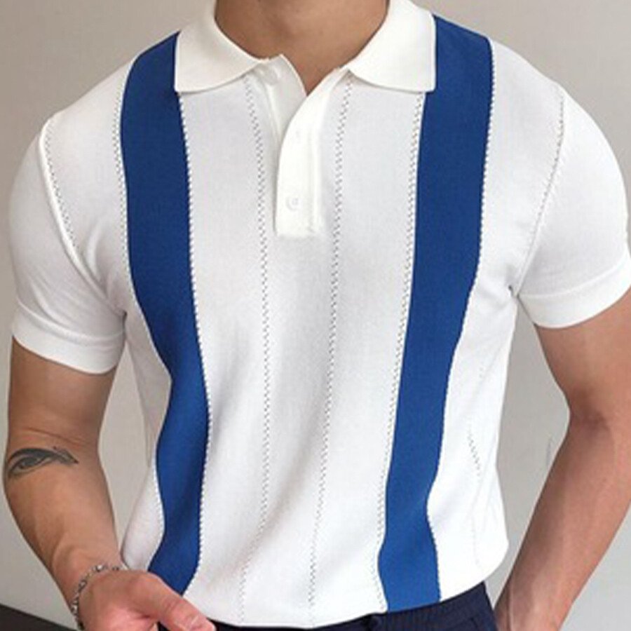 Men&#039;s Striped Short Sleeve Knit T-shirt White M