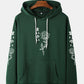 Mens Rose Japanese Print Cotton Drawstring Hoodies With Kangaroo Pocket
