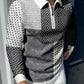 Men's casual retro geometric long-sleeved polo shirt