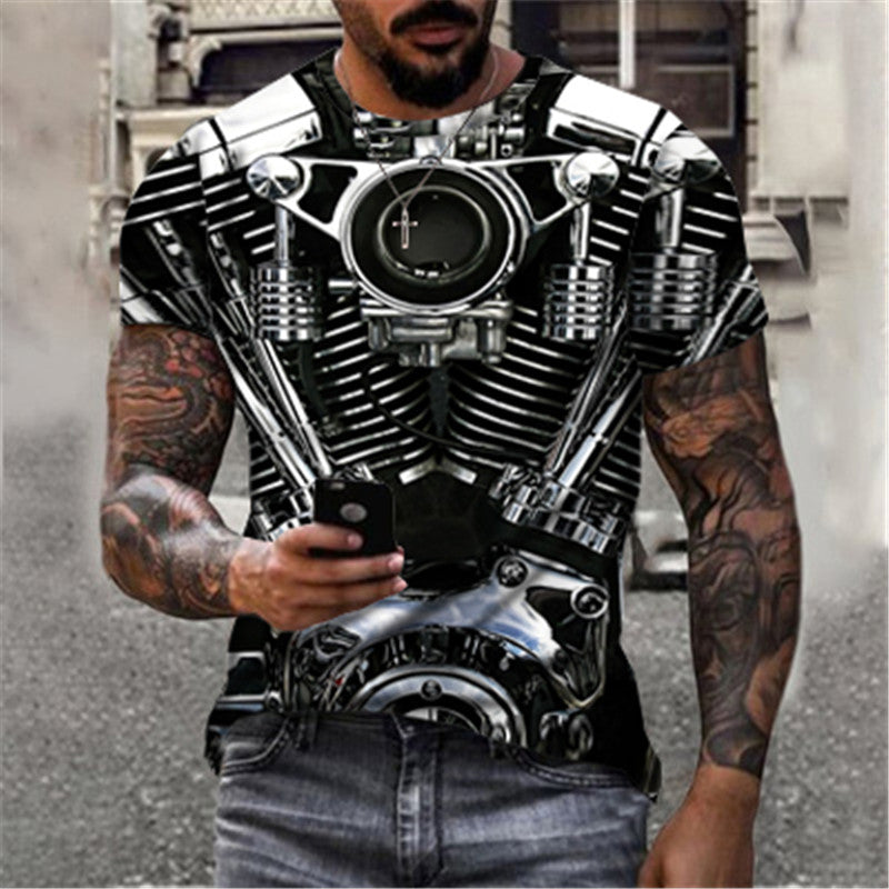 Men's 3D Abstract Print T-Shirt Black S