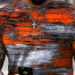 Mens Modern Orange And Grey Art Print Short Sleeve Crew Neck T-Shirt