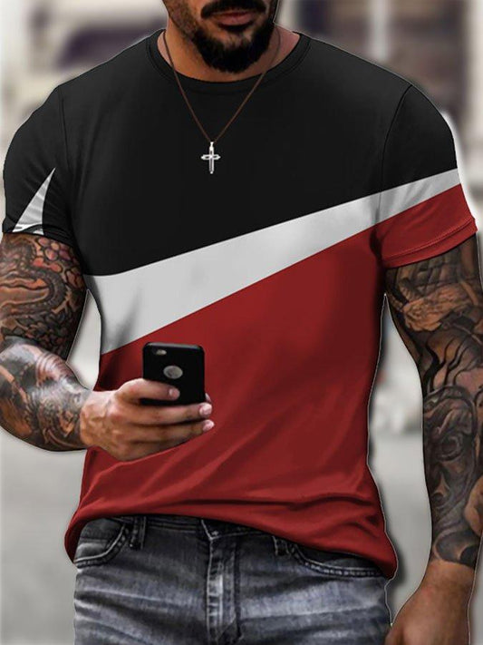 Men's Colorblock Print Short Sleeve T-shirt