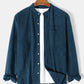 Mens Pure Color Stand Collar Corduroy Casual Long Sleeve Shirts