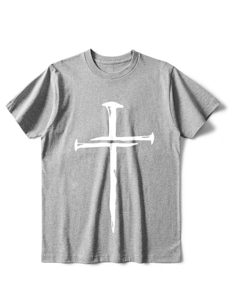 Men's Cross Print Jesus Christian Casual T-shirt