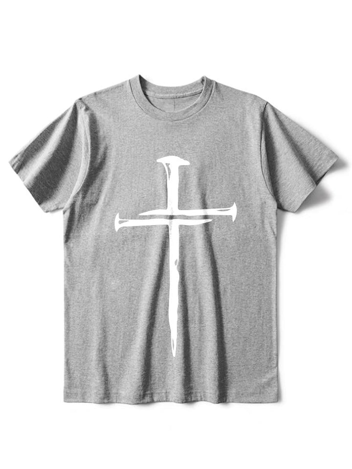 Men's Cross Print Jesus Christian Casual T-shirt