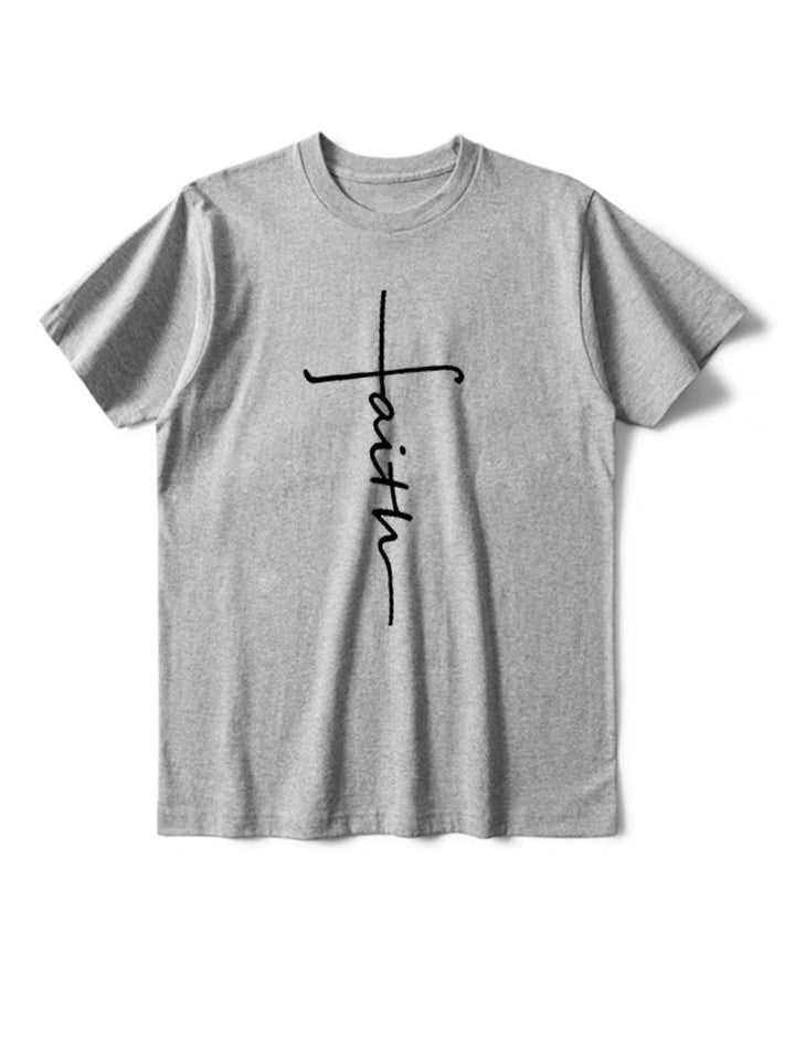 Trendy Short Sleeve Cross Print T-shirt Black T-shirt