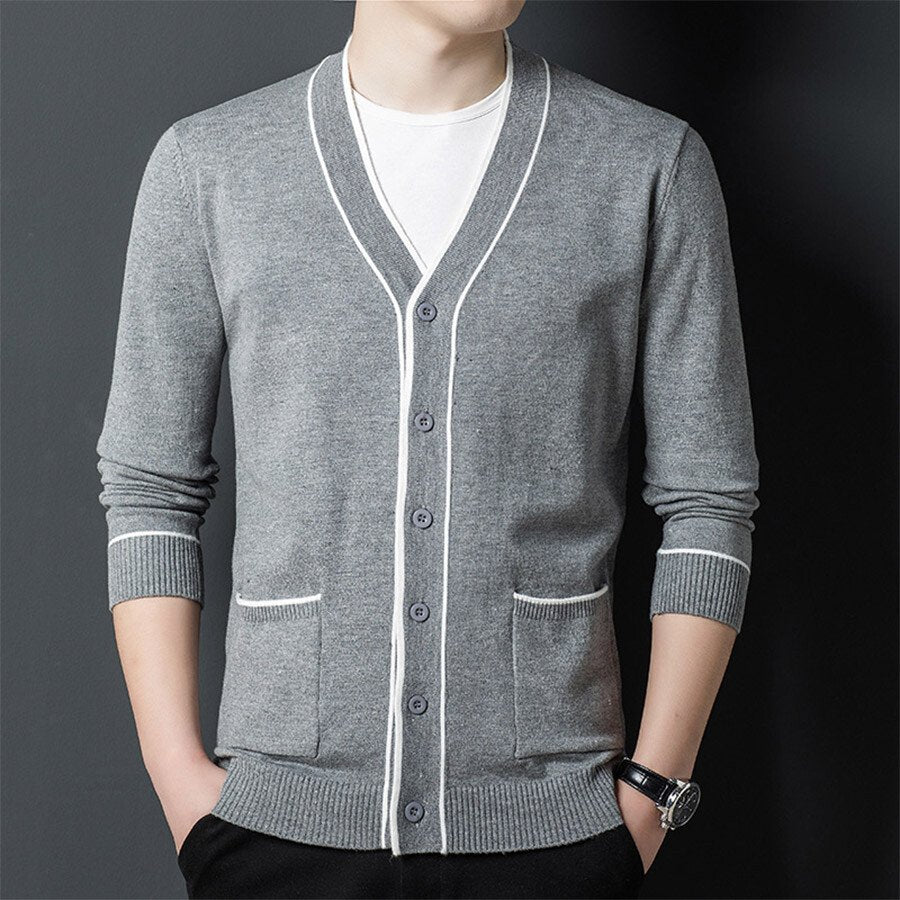 Men&#039;s Casual Knitted Cardigan Top Black L