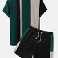 Mens Knitted Contrasting Color Stitching Short Sleeve Two Pieces Outfits SKUI05041
