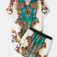 Mens European Style Baroque Print Button Up Street Two Pieces Outfits