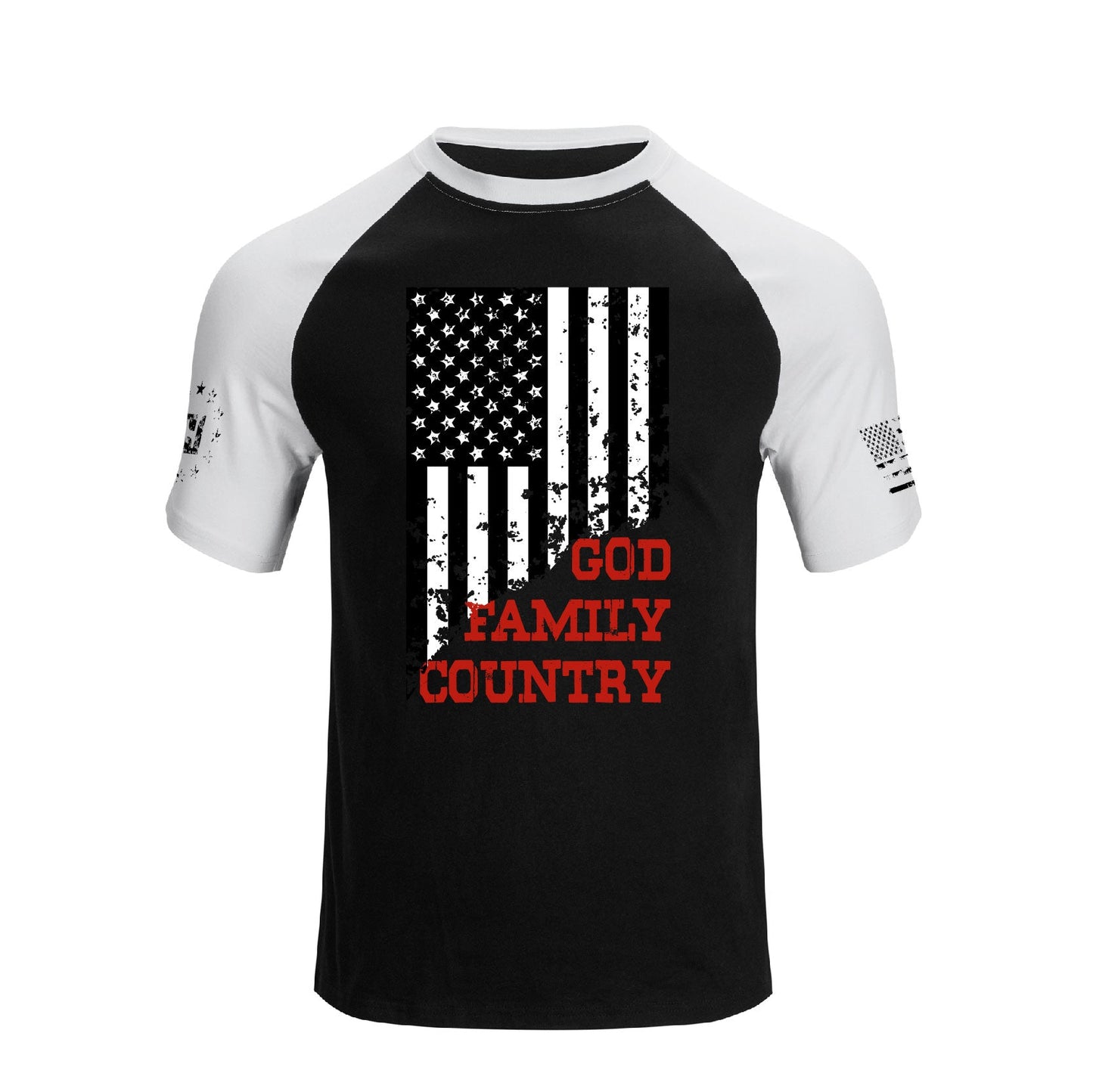 Men's 100% Cotton American Flag GFC Raglan Sleeve Short-sleeve Graphic T-shirts