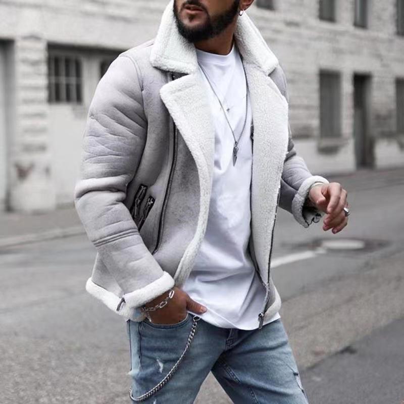 Men Solid Color Shawl Lapel Coat