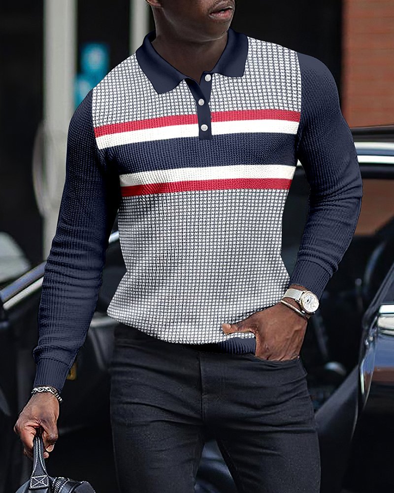 LONG SLEEVE RETRO FASHION CASUAL POLO SHIRT