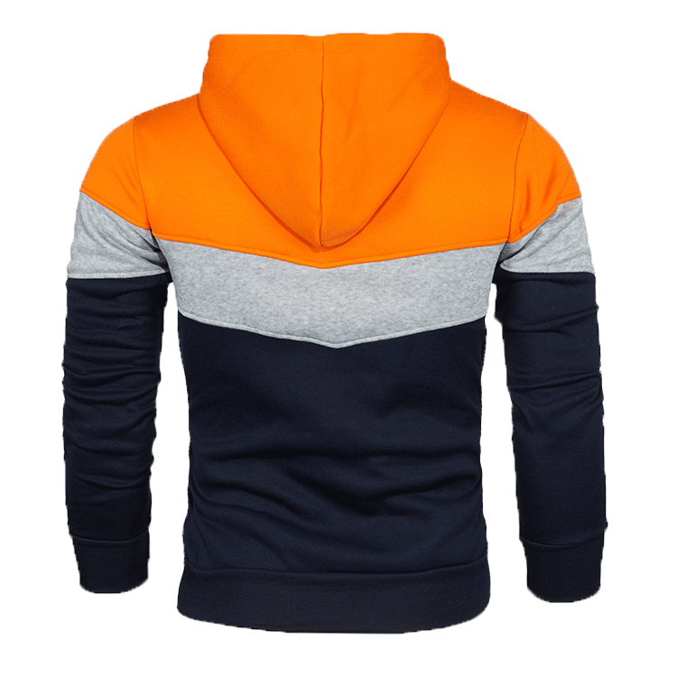 Men's loose color matching casual sports hooded sweatshirt