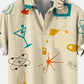 Men's 50's New Style Short Sleeve Casual Loose Shirt Beige M