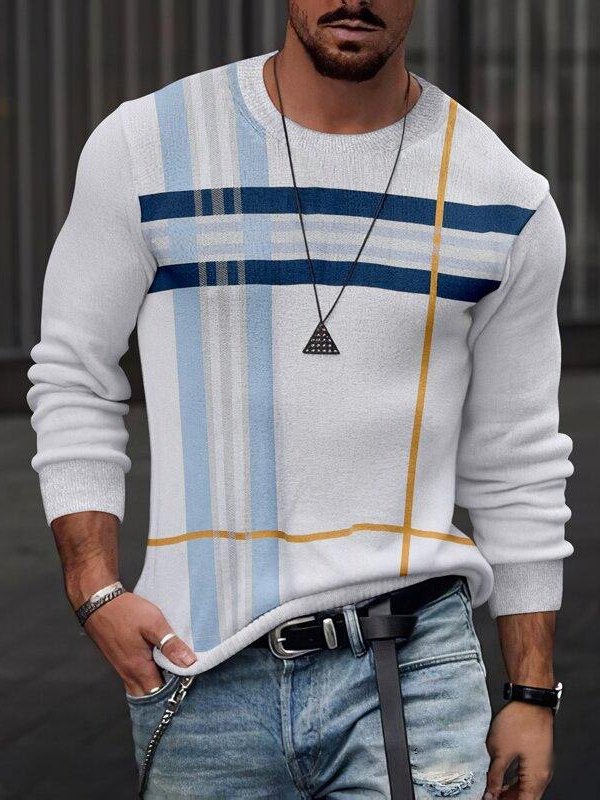 Long-sleeved geometric polo shirt