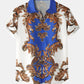 Mens European Style Baroque Print Button Up Street Two Pieces Outfits