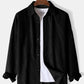Mens Corduroy Pure Color Lapel Basics Dropped Shoulder Shirts