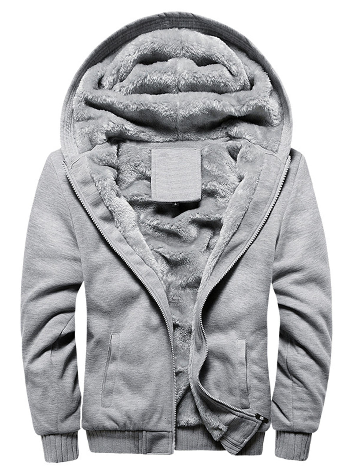 Man Casual Fleeced Hoodie Coats