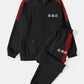 Mens Side Stripe Character Embroidery Zip Jacket Corduroy Two Pieces Outfits