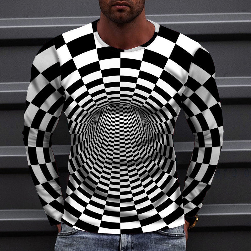 Men's 3D Abstract Print T-Shirt White S