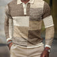 LONG SLEEVE STITCHING RETRO FASHION MEN'S POLO SHIRT