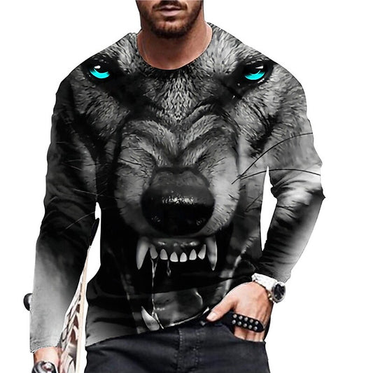 Men's Unisex T shirt 3D Print Graphic Prints Animal Crew Neck Daily Ho Gray S