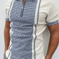 Houndstooth contrast short-sleeved polo shirt