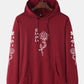 Mens Rose Japanese Print Cotton Drawstring Hoodies With Kangaroo Pocket