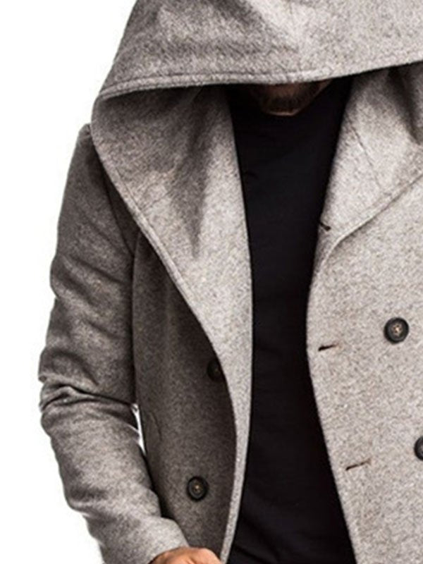 Men's Hooded Woolen Coat